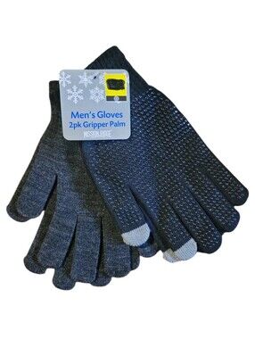 NWT Men's Mission Ridge 1 Black Gripper Palm Gloves 1 Knit  2 Pk